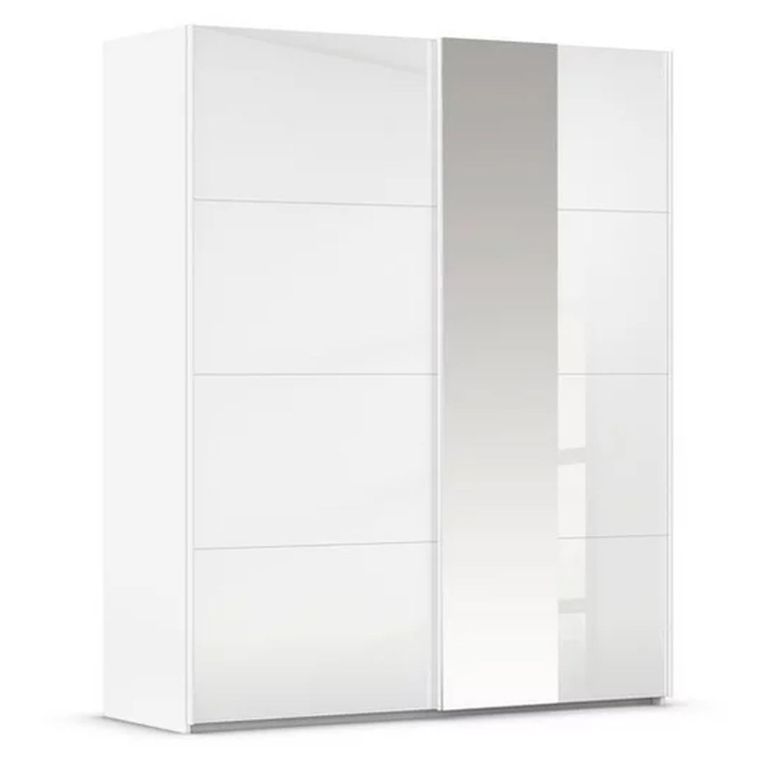 Rauch Miramar Type-1 181cm 2 Door Sliding Wardrobe with Mirror - Alpine White and Crystal White Glass