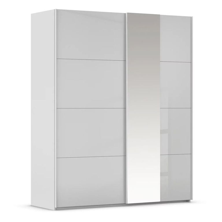 Rauch Miramar Type-1 181cm 2 Door Sliding Wardrobe with Mirror - Silk Grey and Silk Grey Glass