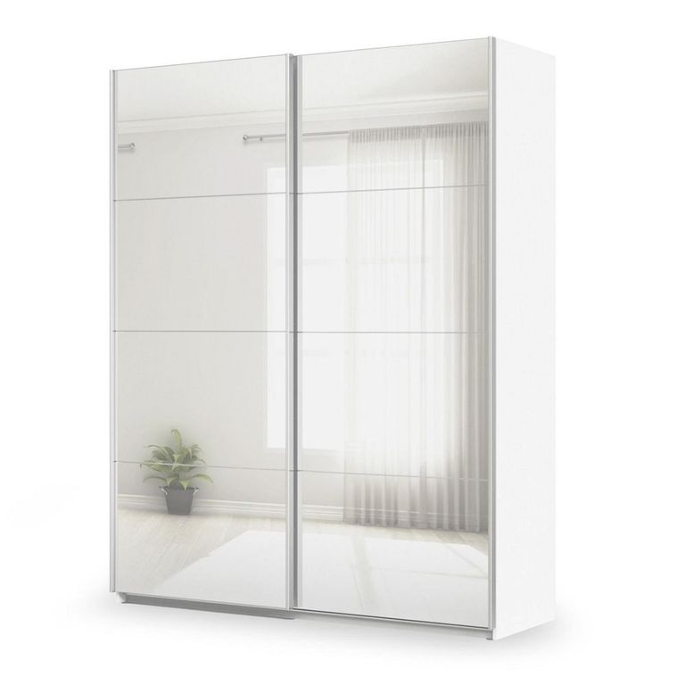Rauch Miramar Type-3 181cm 2 Door Mirrored Sliding Wardrobe - Alpine White