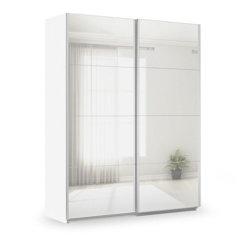 Rauch Miramar Type-3 181cm 2 Door Mirrored Sliding Wardrobe - Alpine White