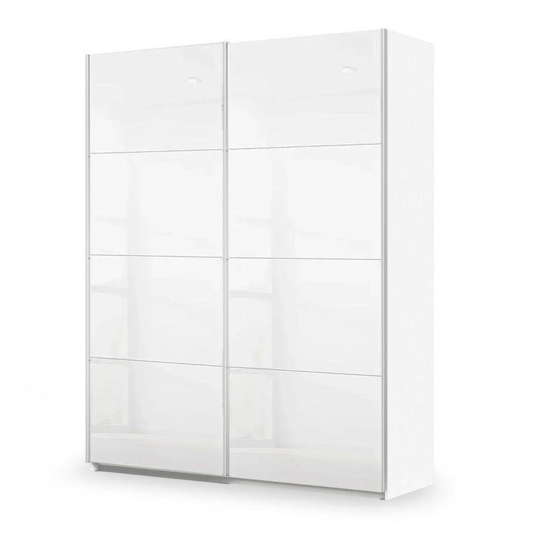 Rauch Miramar Type-3 181cm 2 Door Sliding Wardrobe - Alpine White and Crystal White Glass
