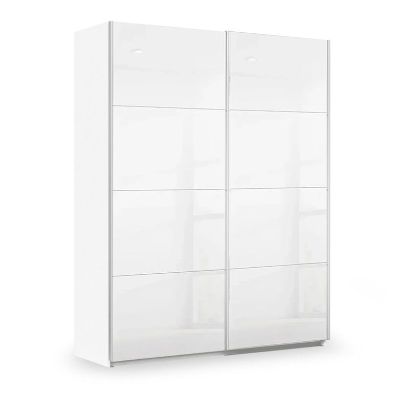 Rauch Miramar Type-3 181cm 2 Door Sliding Wardrobe - Alpine White and Crystal White Glass