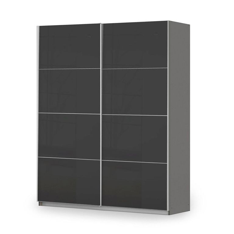 Rauch Miramar Type-3 181cm 2 Door Sliding Wardrobe - Graphite and Basalt Glass