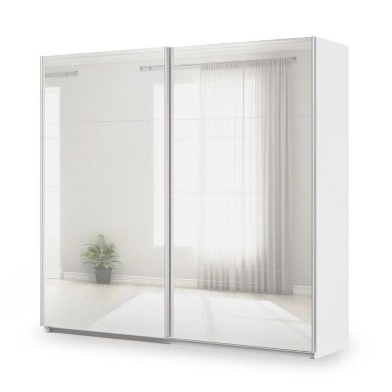Rauch Miramar Type-3 226cm 2 Door Mirrored Sliding Wardrobe - Alpine White