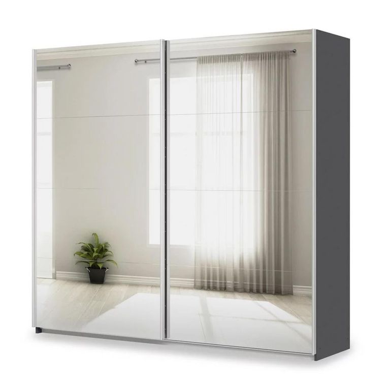Rauch Miramar Type-3 226cm 2 Door Mirrored Sliding Wardrobe - Graphite