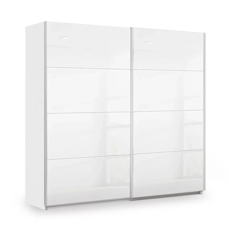 Rauch Miramar Type-3 226cm 2 Door Sliding Wardrobe - Alpine White and Crystal White Glass