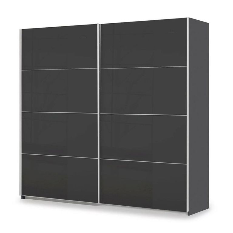 Rauch Miramar Type-3 226cm 2 Door Sliding Wardrobe - Graphite and Basalt Glass
