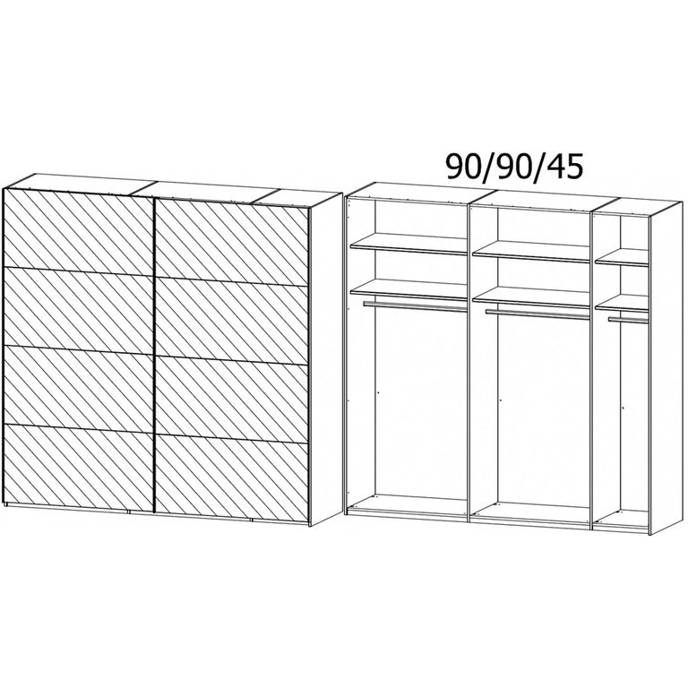 Rauch Miramar Type-3 226cm 2 Door Sliding Wardrobe - Graphite and Basalt Glass