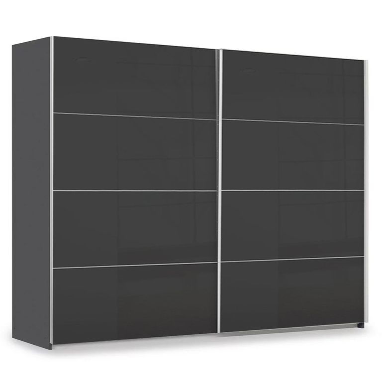 Rauch Miramar Type-3 271cm 2 Door Sliding Wardrobe - Graphite and Basalt Glass