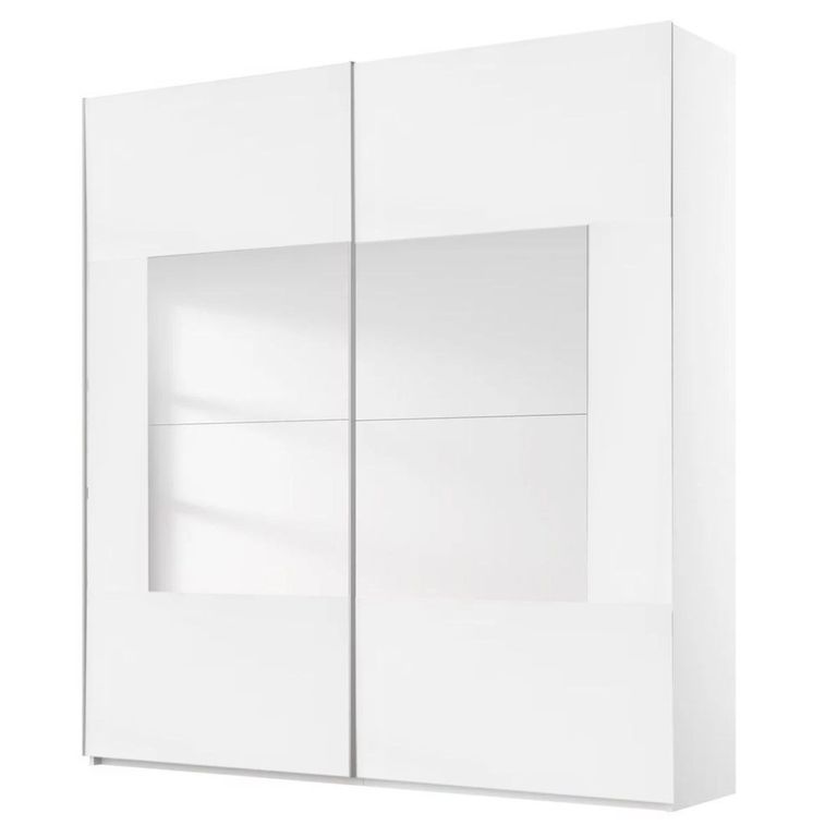 Rauch Miramar Type-4 181cm 2 Door Sliding Wardrobe - Alpine White and Crystal White Glass