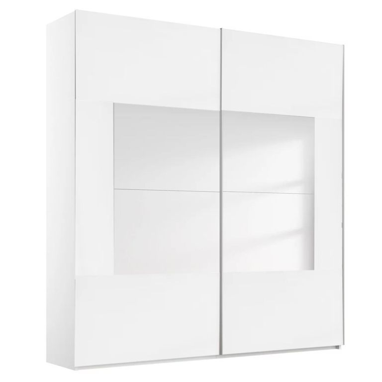 Rauch Miramar Type-4 181cm 2 Door Sliding Wardrobe - Alpine White and Crystal White Glass