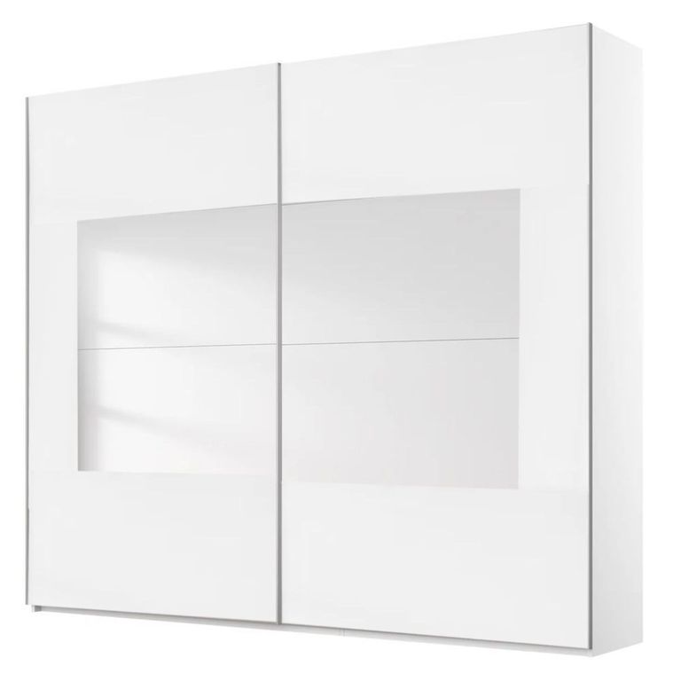 Rauch Miramar Type-4 226cm 2 Door Sliding Wardrobe - Alpine White and Crystal White Glass