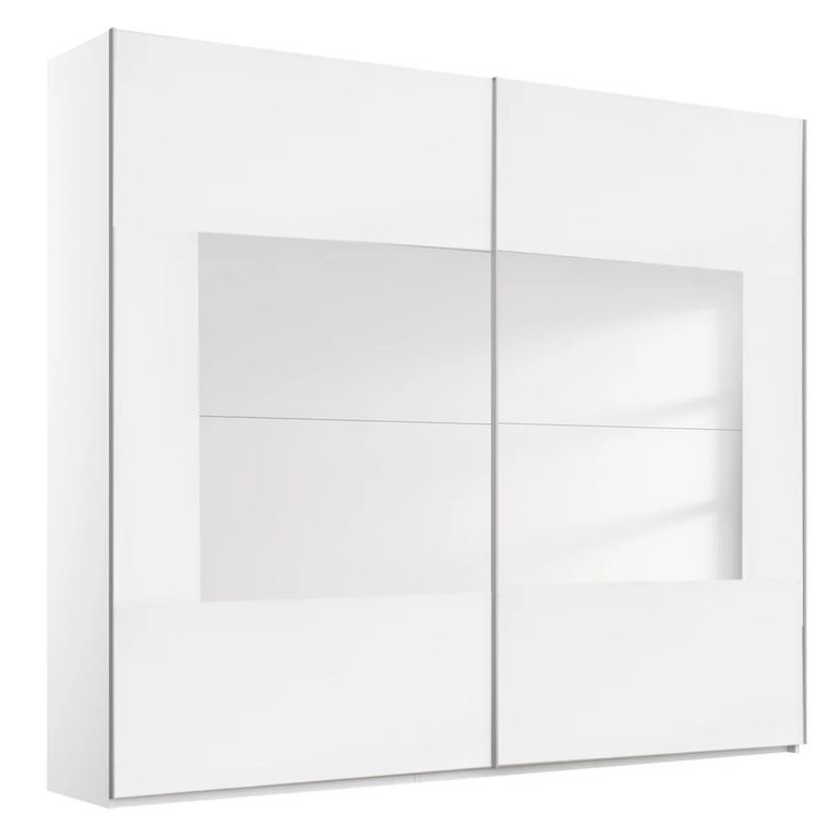 Rauch Miramar Type-4 226cm 2 Door Sliding Wardrobe - Alpine White and Crystal White Glass