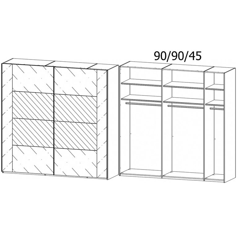 Rauch Miramar Type-4 226cm 2 Door Sliding Wardrobe - Silk Grey and Silk Grey Glass