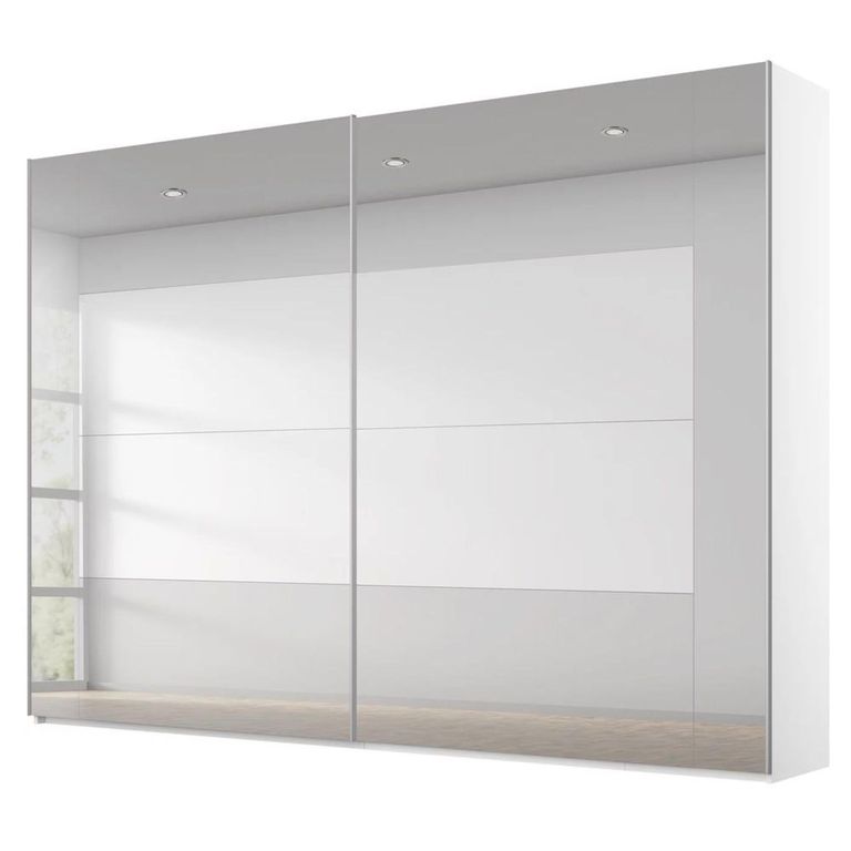 Rauch Miramar Type-4 271cm 2 Door Mirrored Sliding Wardrobe - Alpine White