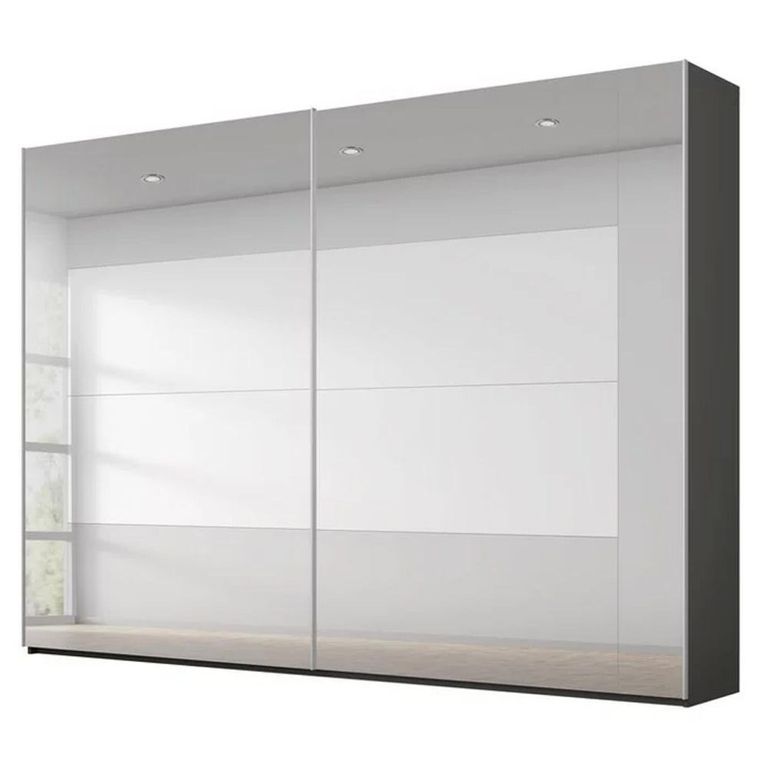 Miramar Type-4 Sliding Wardrobe - 271cm - 2 Door - Fully Mirrored - Graphite