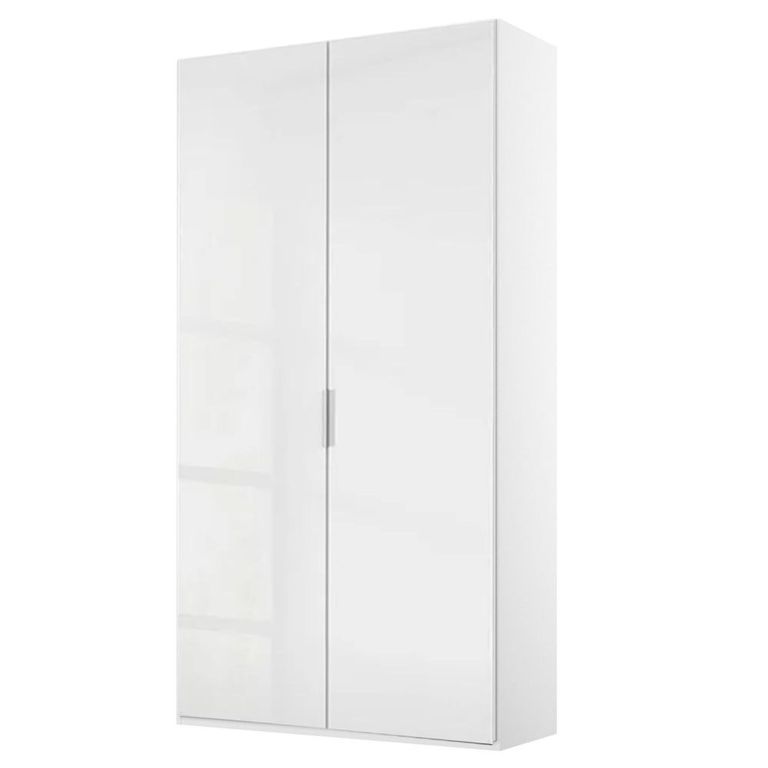 Rauch Miramar Type-5 101cm 2 Door Wardrobe - Alpine White and Crystal White Glass