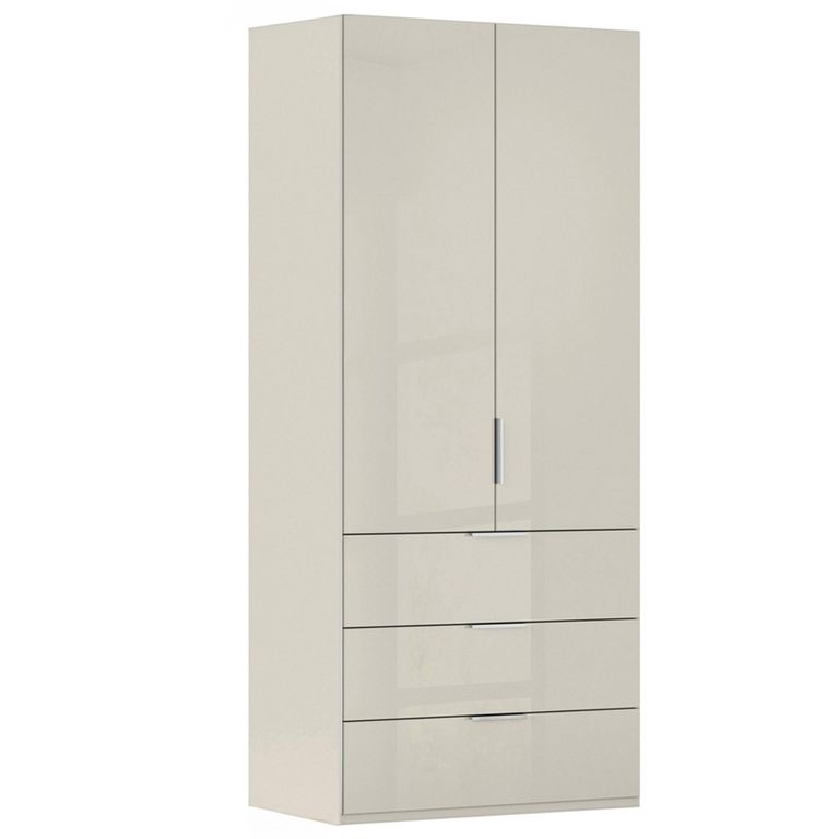 Miramar Type-5 Wardrobe - 101cm - 2 Door - 3 Drawer - Champagne & Champagne Glass