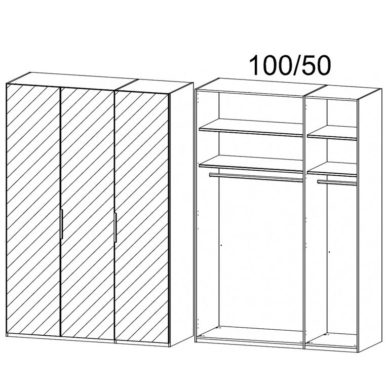 Rauch Miramar Type-5 151cm 3 Door Mirrored Wardrobe - Alpine White