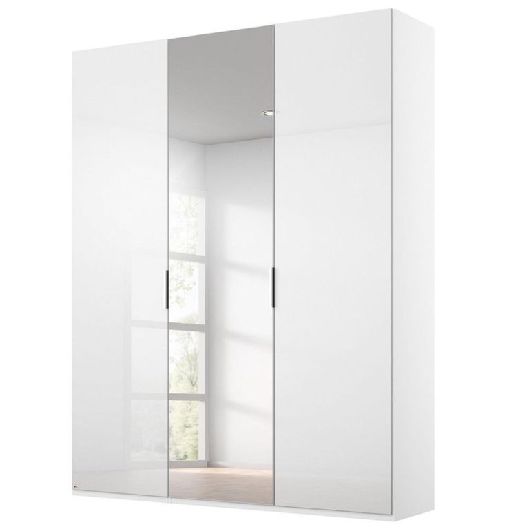 Rauch Miramar Type-5 151cm 3 Door Wardrobe with Mirror - Alpine White and Crystal White Glass