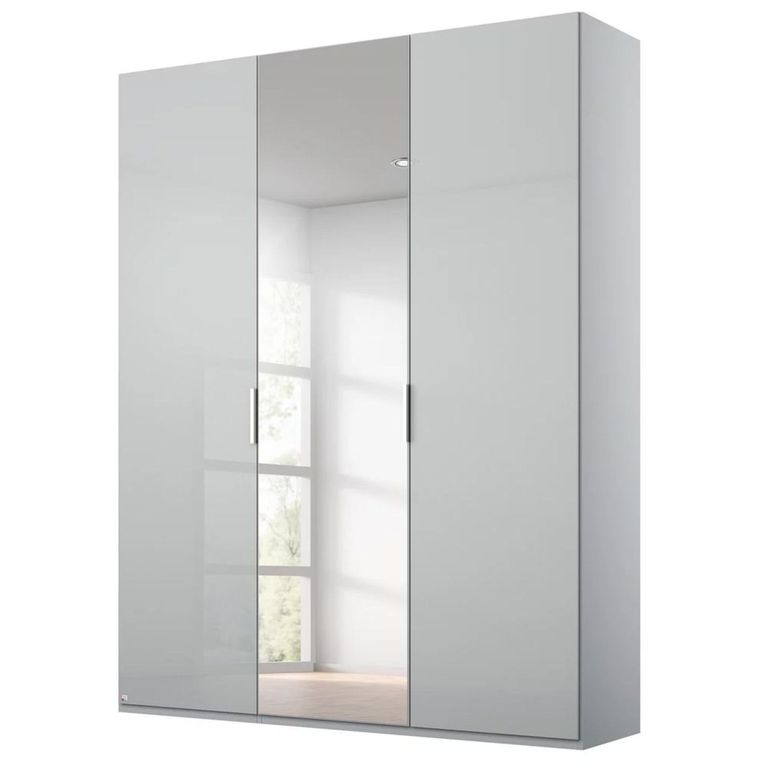 Rauch Miramar Type-5 151cm 3 Door Wardrobe with Mirror - Silk Grey and Silk Grey Glass