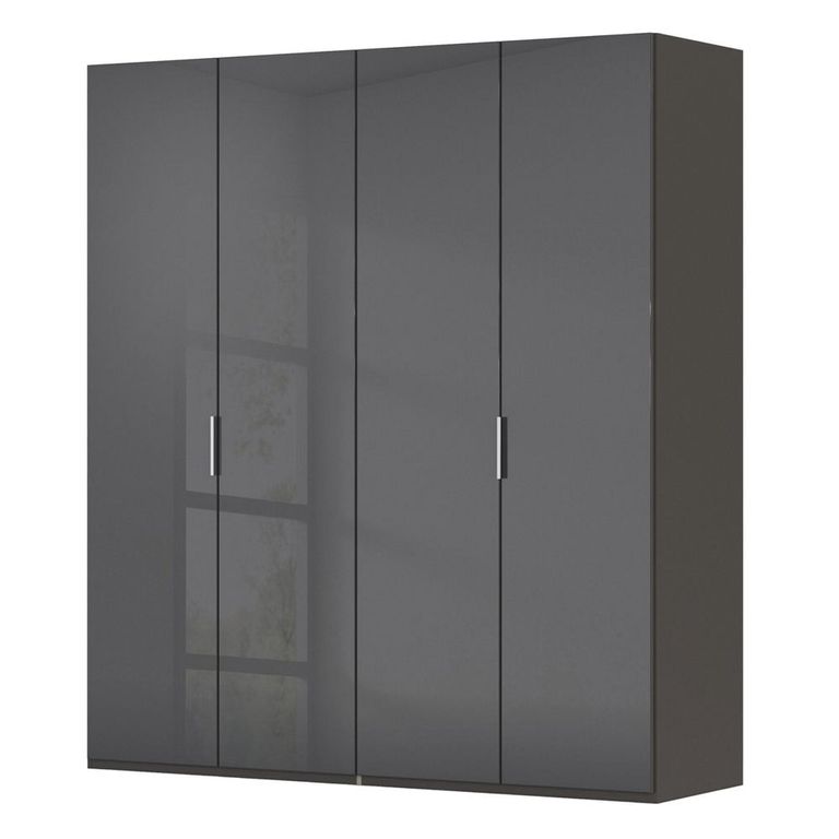 Miramar Type-5 Wardrobe - 201cm - 4 Door - Graphite & Basalt Glass