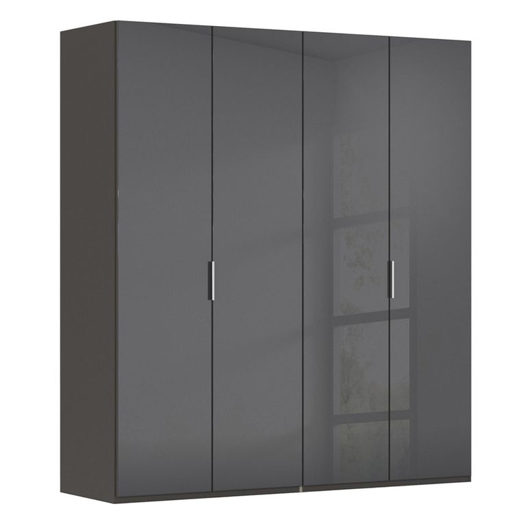 Miramar Type-5 Wardrobe - 201cm - 4 Door - Graphite & Basalt Glass