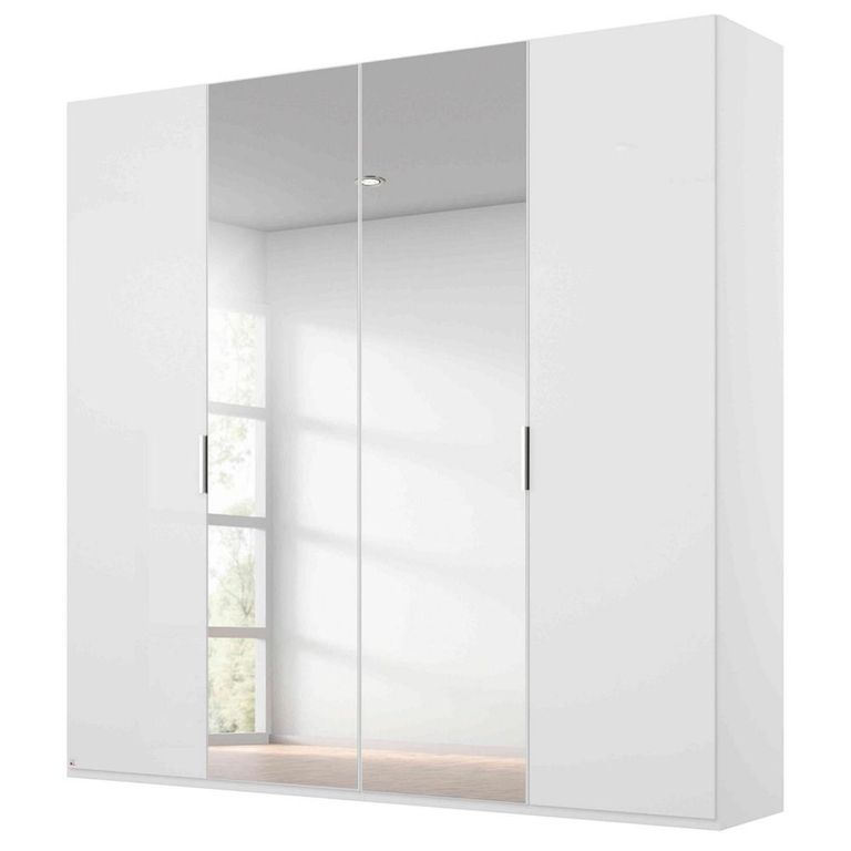 Rauch Miramar Type-5 201cm 4 Door Wardrobe with Mirror - Alpine White and Crystal White Glass