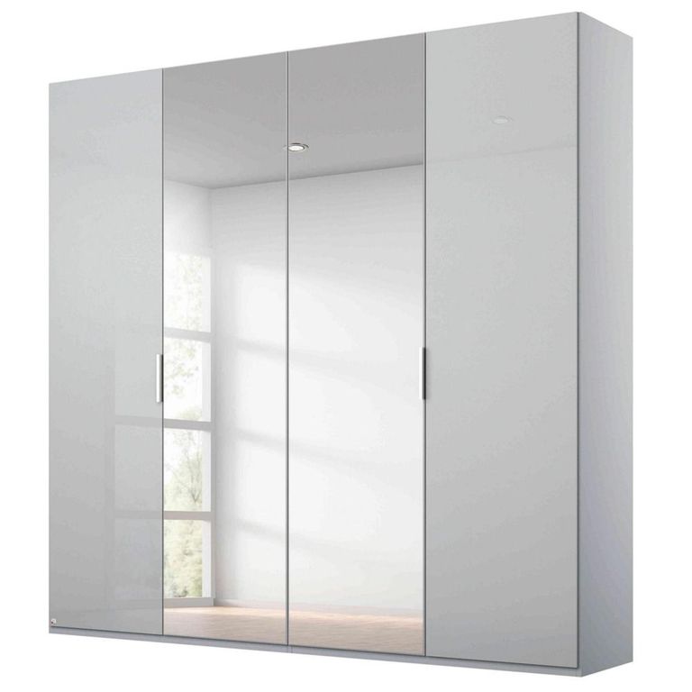 Rauch Miramar Type-5 201cm 4 Door Wardrobe with Mirror - Silk Grey and Silk Grey Glass