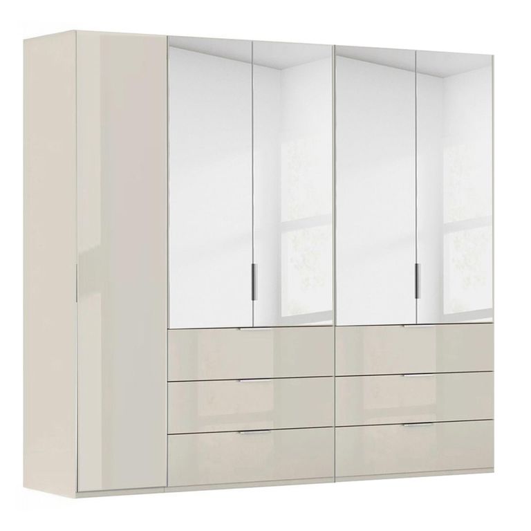 Miramar Type-5 Wardrobe - 251cm - 5 Door - Combi - Champagne & Champagne Glass