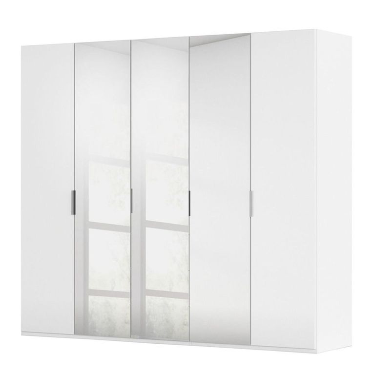 Rauch Miramar Type-5 251cm 5 Door Wardrobe with Mirror - Alpine White and Crystal White Glass