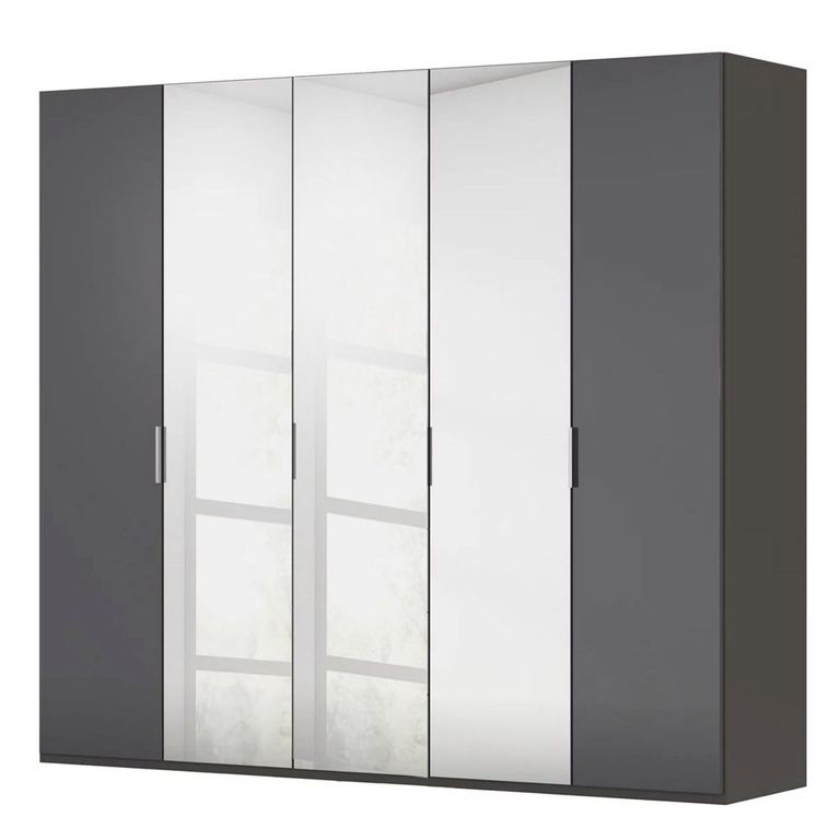 Rauch Miramar Type-5 251cm 5 Door Wardrobe with Mirror - Graphite and Basalt Glass