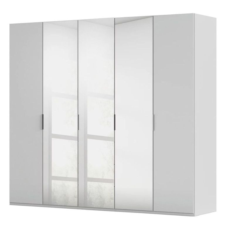 Rauch Miramar Type-5 251cm 5 Door Wardrobe with Mirror - Silk Grey and Silk Grey Glass