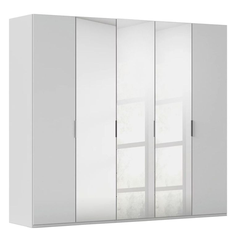 Rauch Miramar Type-5 251cm 5 Door Wardrobe with Mirror - Silk Grey and Silk Grey Glass