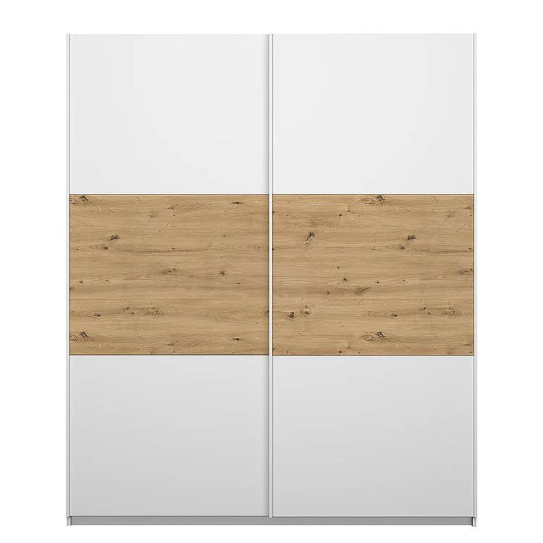 Rauch Miro 175cm 2 Door Sliding Wardrobe - Alpine White and Artisan Oak