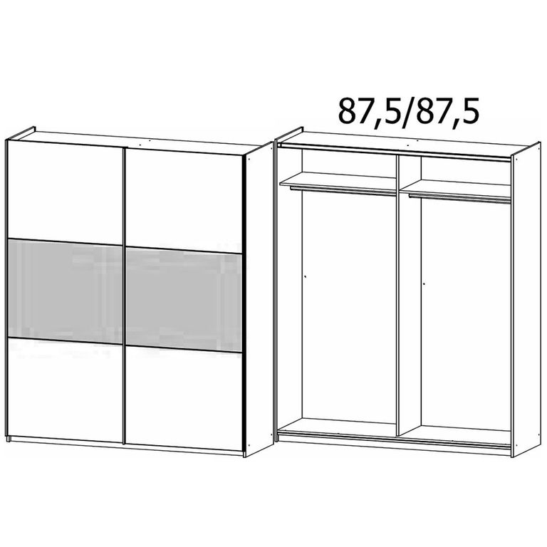 Rauch Miro 175cm 2 Door Sliding Wardrobe - Alpine White and Artisan Oak
