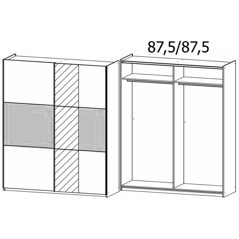 Rauch Miro 175cm 2 Door Sliding Wardrobe with Mirror - Alpine White and Artisan Oak