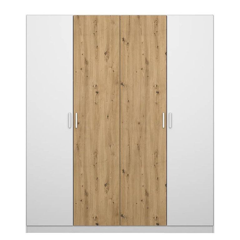 Rauch Miro 181cm 4 Door Wardrobe - Alpine White and Artisan Oak