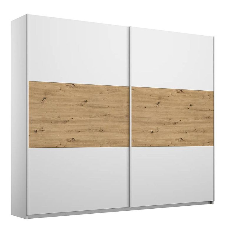 Rauch Miro 218cm 2 Door Sliding Wardrobe - Alpine White and Artisan Oak