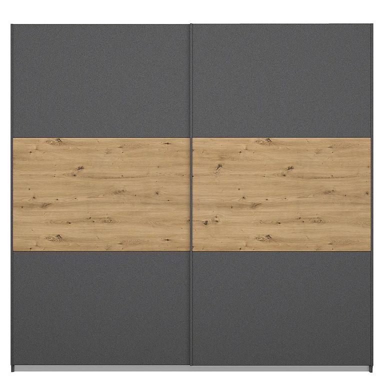 Rauch Miro 218cm 2 Door Sliding Wardrobe - Metallic Dark Grey and Artisan Oak