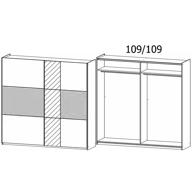 Rauch Miro 218cm 2 Door Sliding Wardrobe with Mirror - Metallic Dark Grey and Artisan Oak