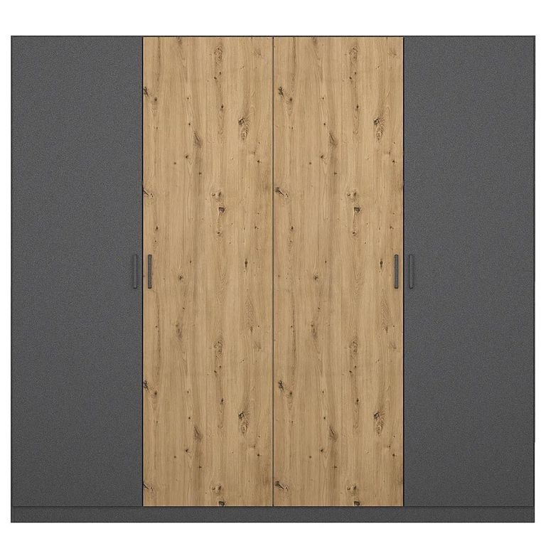 Rauch Miro 226cm 4 Door Wardrobe - Metallic Dark Grey and Artisan Oak