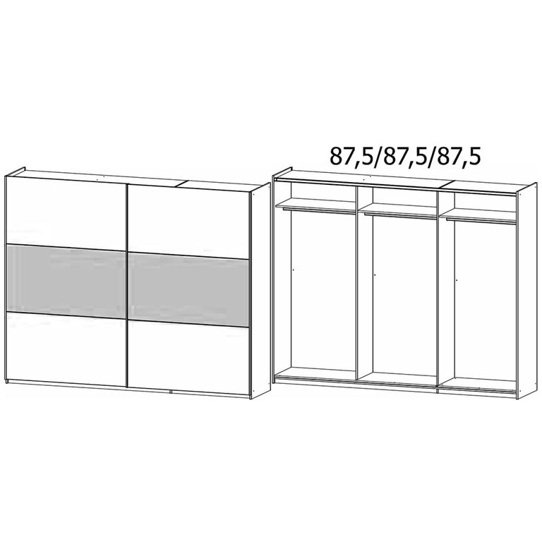 Rauch Miro 261cm 2 Door Sliding Wardrobe - Alpine White and Artisan Oak
