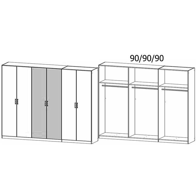 Rauch Miro 271cm 6 Door Wardrobe - Alpine White and Artisan Oak