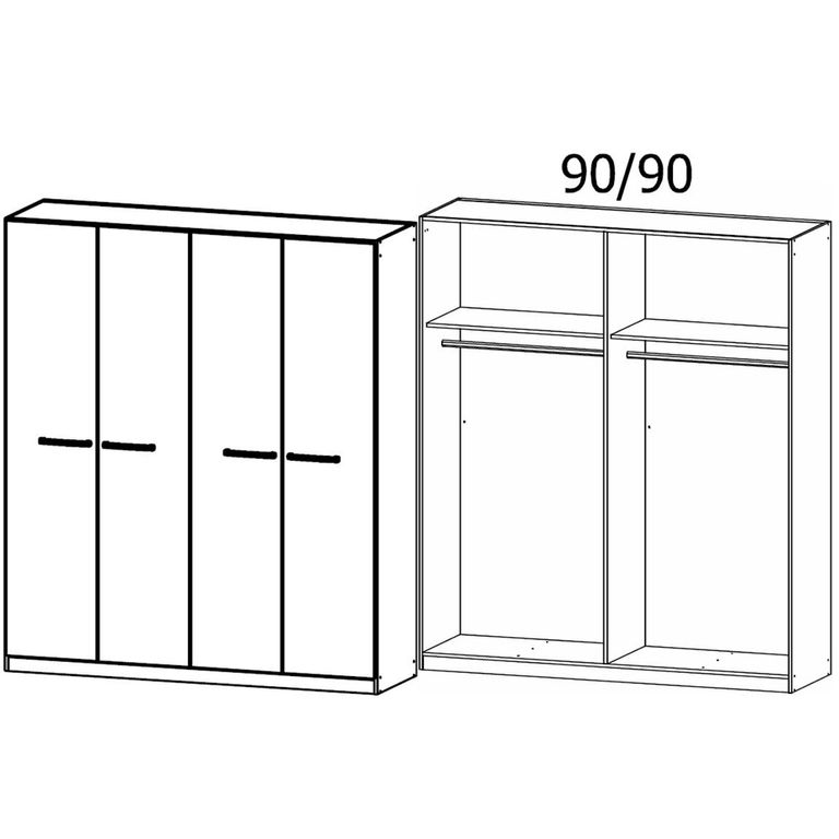 Rauch Modi 181cm 4 Door Wardrobe - Artisan Oak