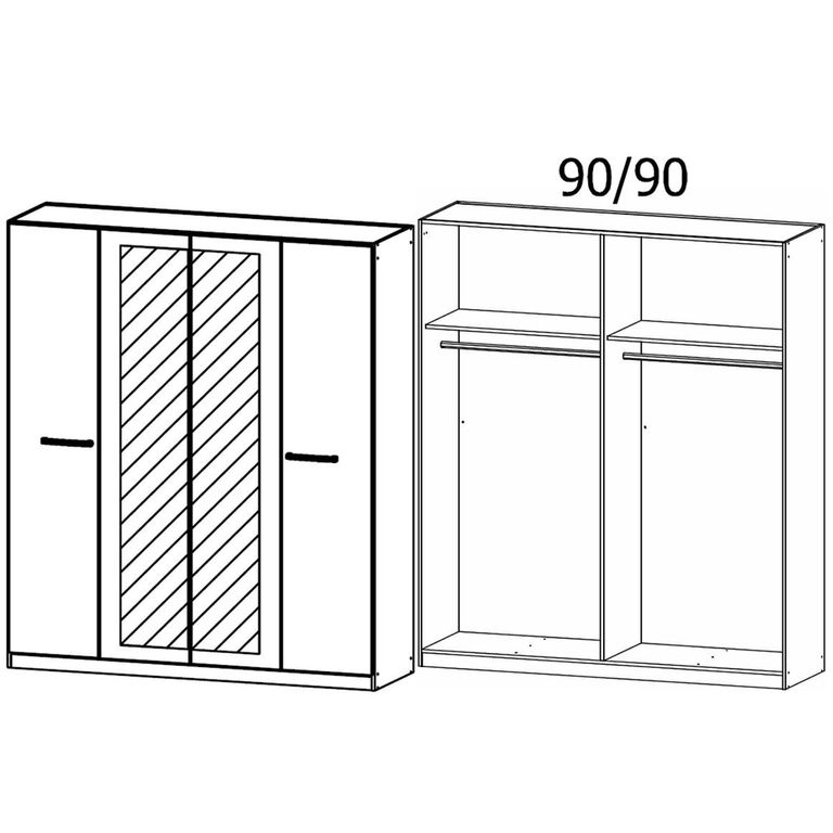 Rauch Modi 181cm 4 Door Wardrobe with Mirror - Artisan Oak
