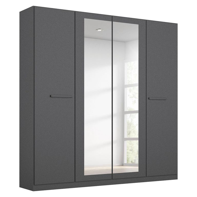 Rauch Modi 181cm 4 Door Wardrobe with Mirror - Metallic Dark Grey