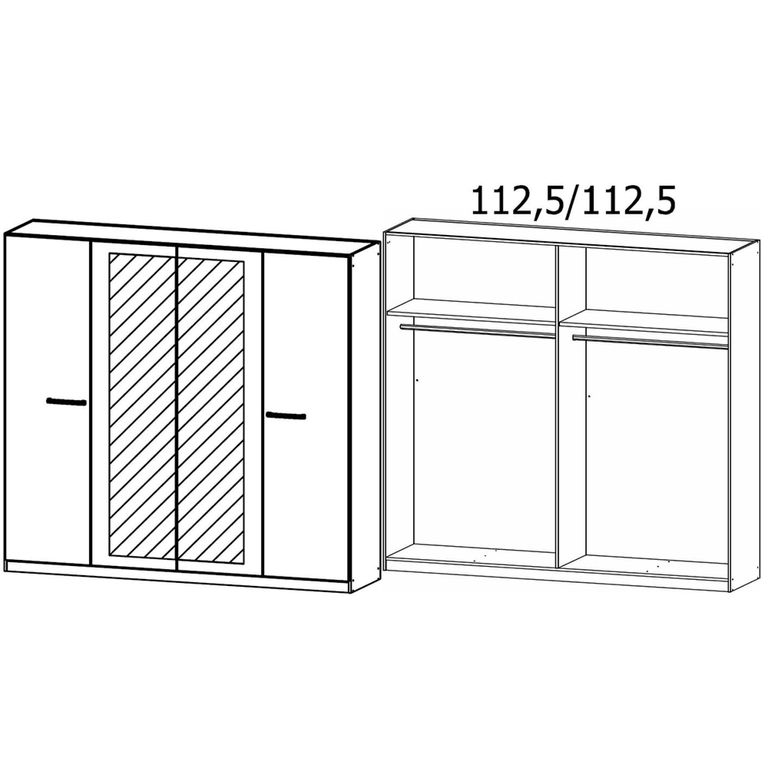 Rauch Modi 226cm 4 Door Wardrobe with Mirror - Alpine White