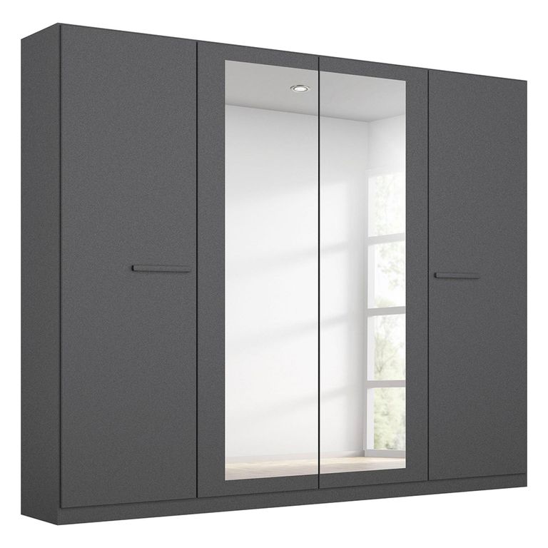 Rauch Modi 226cm 4 Door Wardrobe with Mirror - Metallic Dark Grey