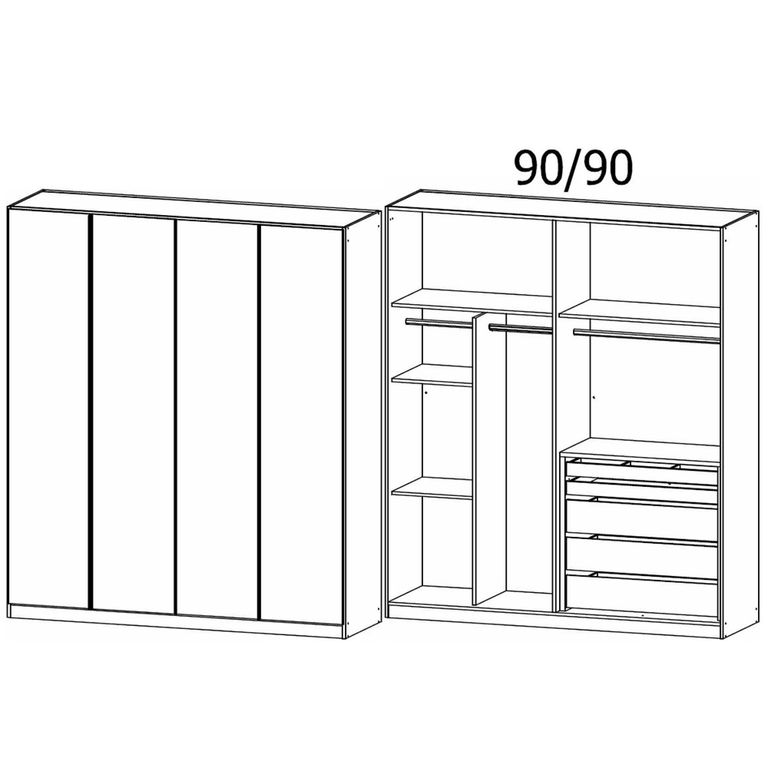 Rauch Monostar 181cm 4 Door Wardrobe with Extras - Metallic Dark Grey